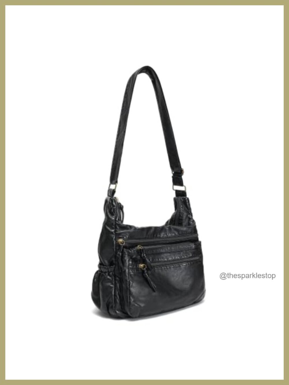 Soft Faux Leather Hobo Crossbody Bag with Multiple Zipper Pockets